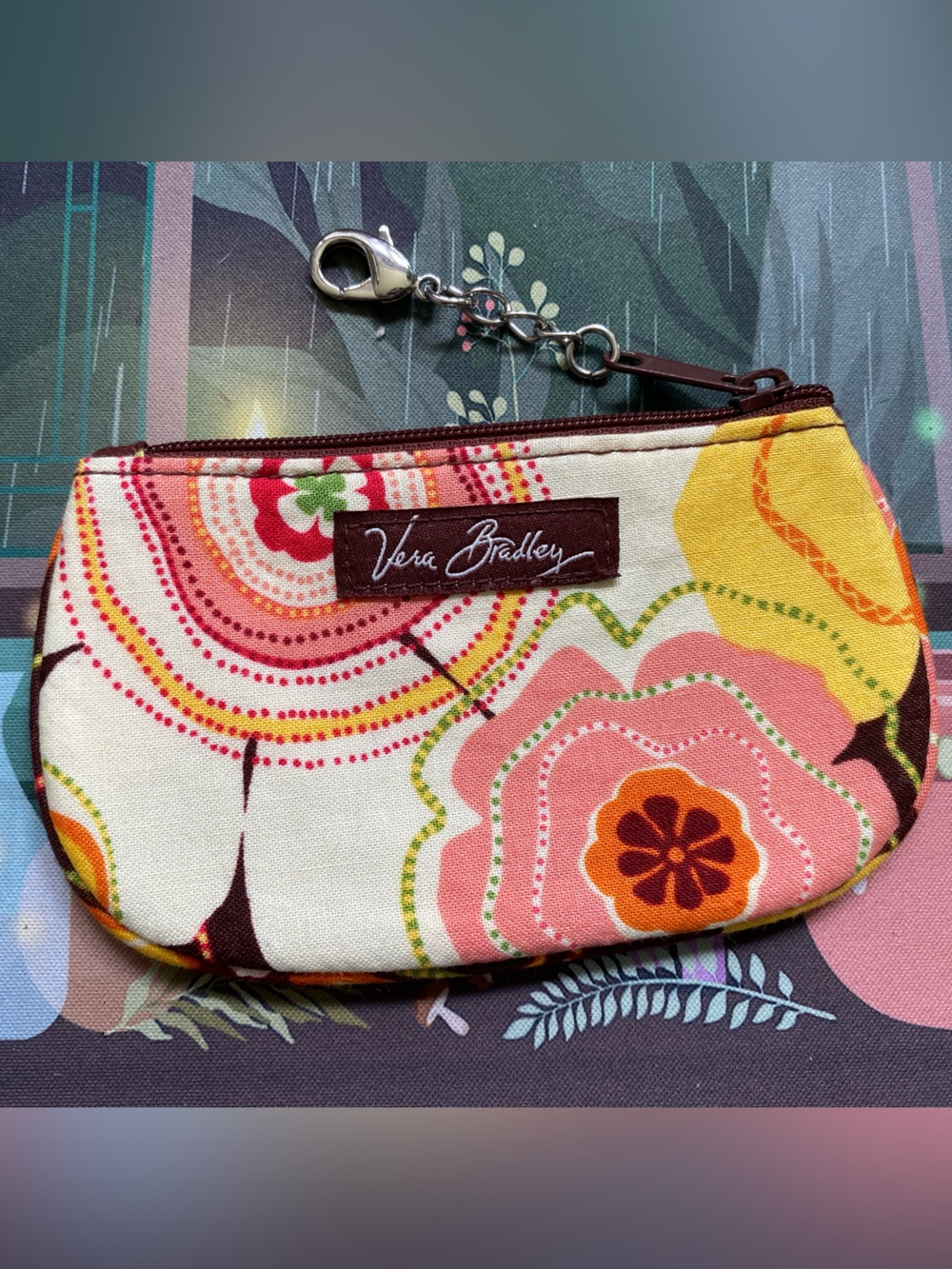 Vera Bradley Floral Zip Wristlet - Pink, Yellow & Cream
